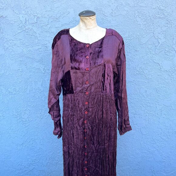 90’s Velvet Dress Purple Goth Maxi Stevie Nicks Y2K Renn Faire Clothing - Picture 1 of 5